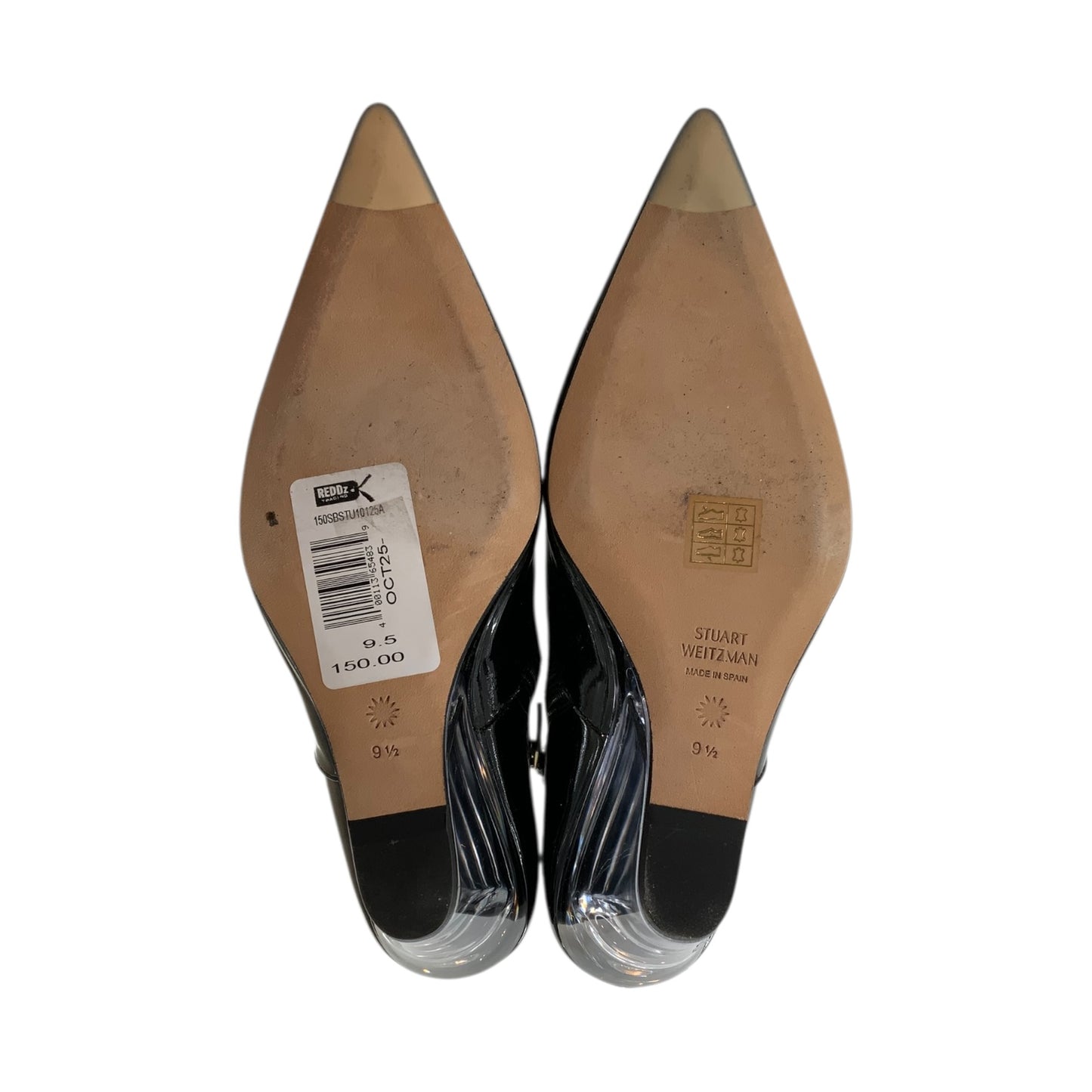 Stuart Weitzman Clear Heel Patent Leather Wedge Boots