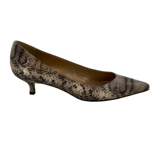 Stuart Weitzman Eva Embossed Kitten Heels