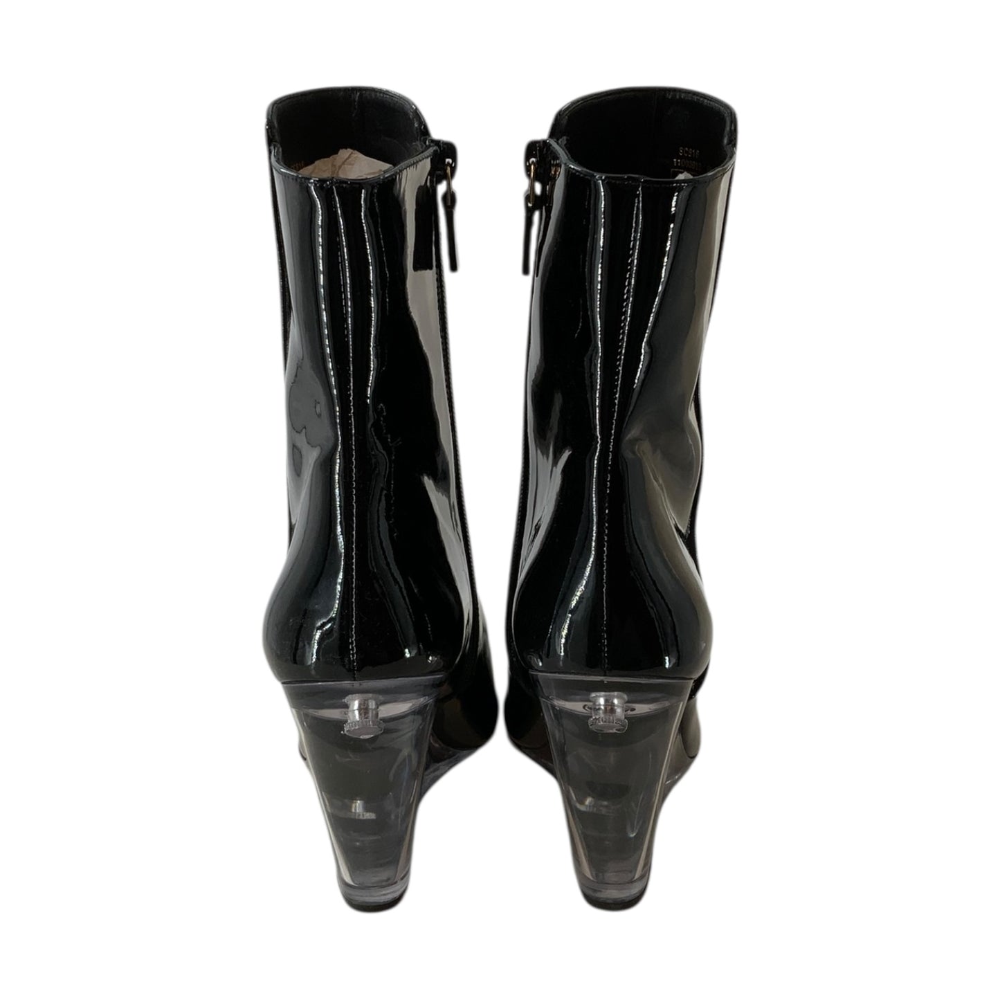 Stuart Weitzman Clear Heel Patent Leather Wedge Boots