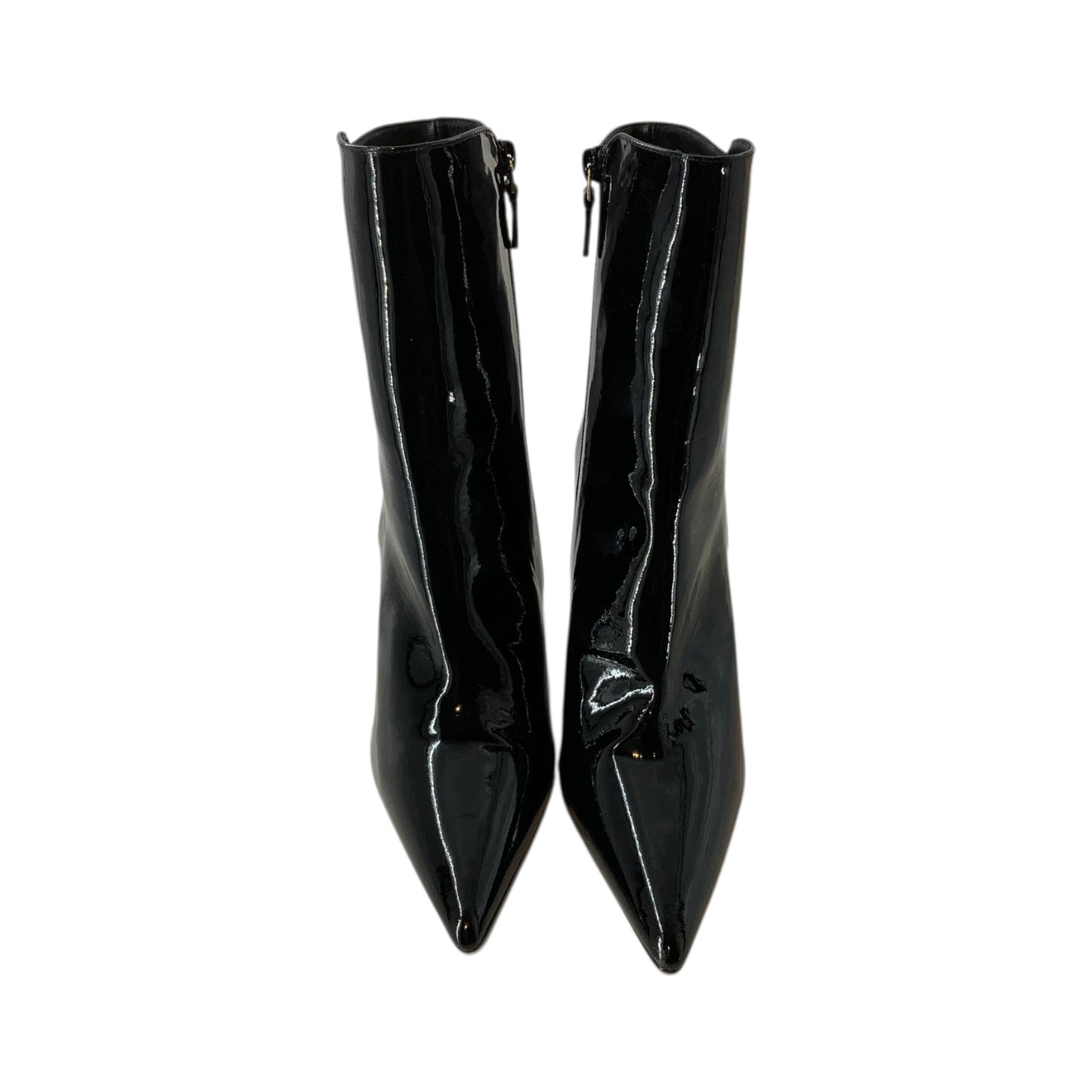 Stuart Weitzman Clear Heel Patent Leather Wedge Boots
