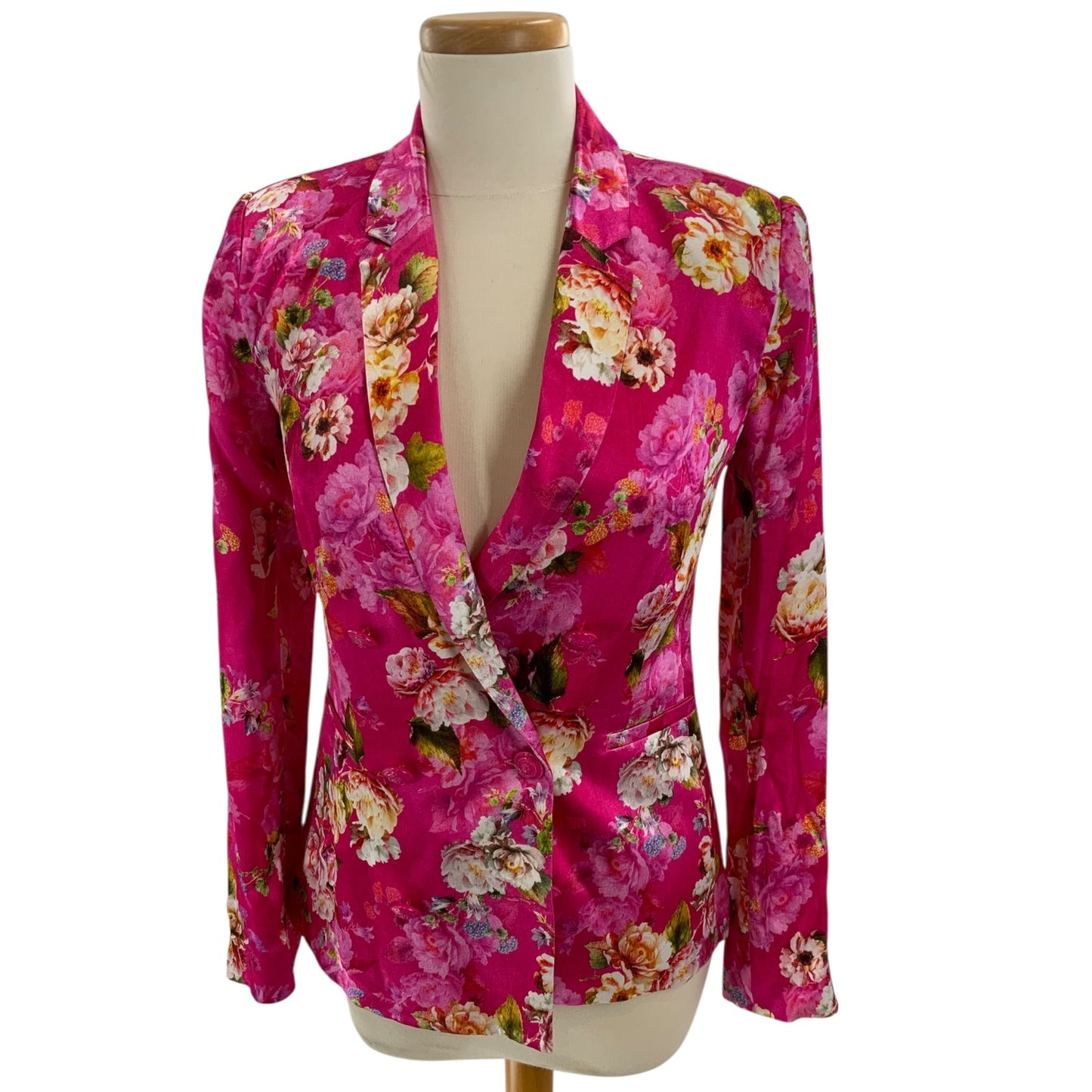 L'Agence Colin Floral Satin Cabaret Pink Blazer
