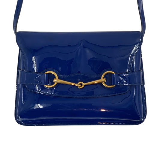 Gucci Blue Patent Leather Bright Bit Crossbody Bag