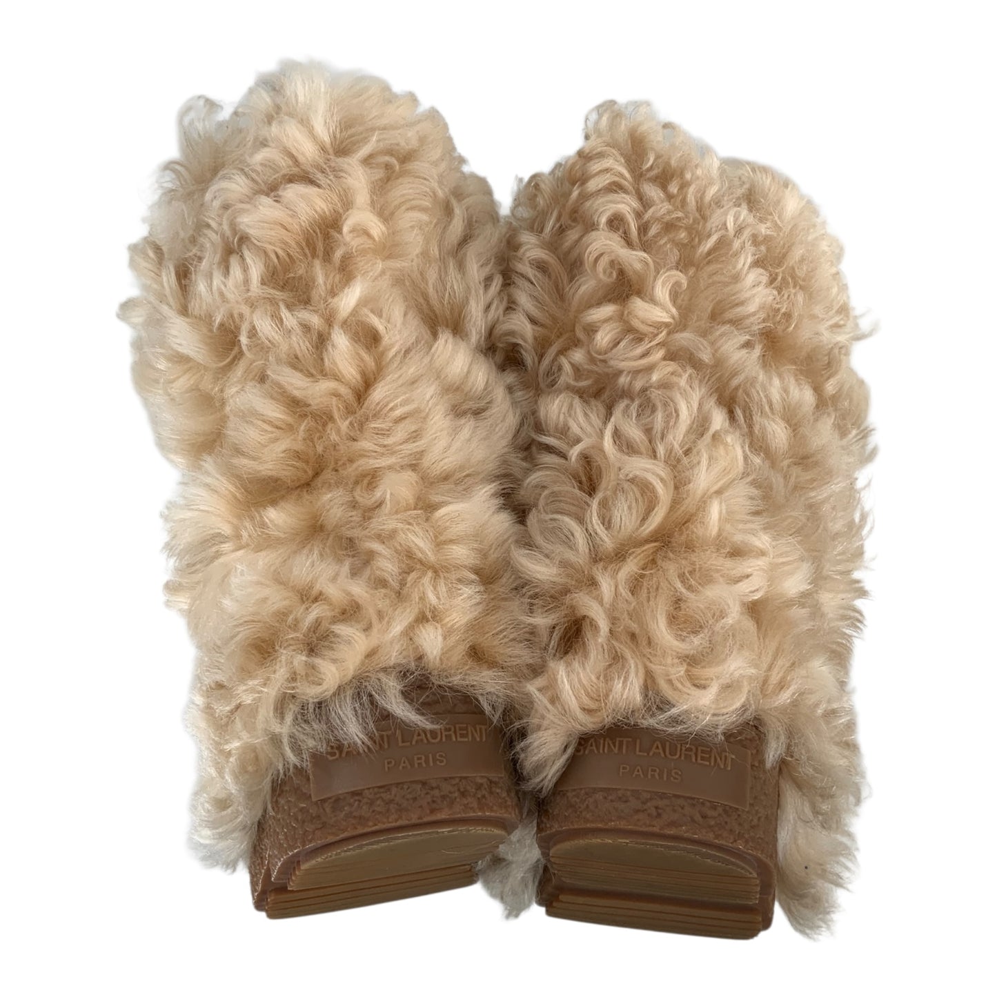 Saint Laurent Beige Shearling Ankle Boots