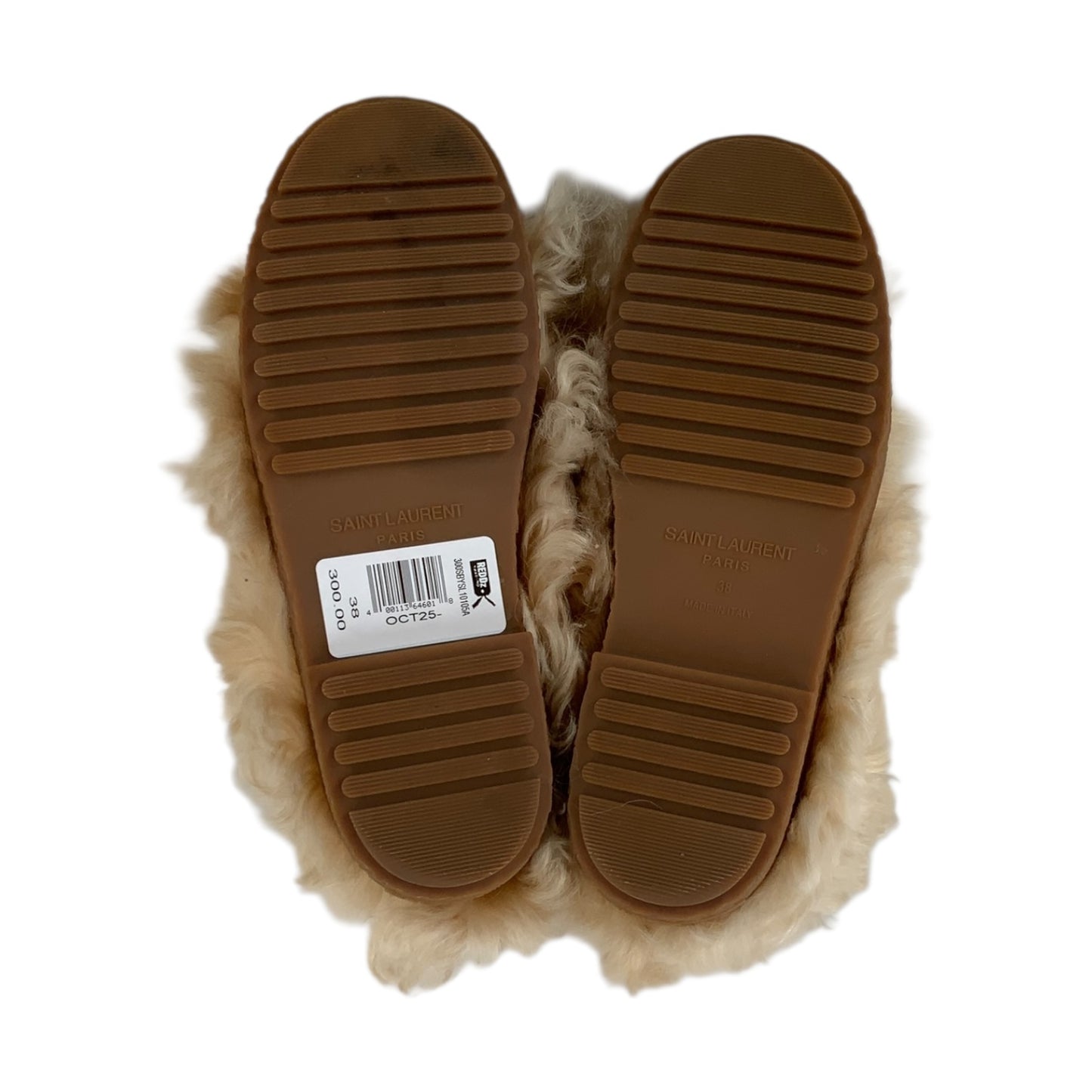Saint Laurent Beige Shearling Ankle Boots