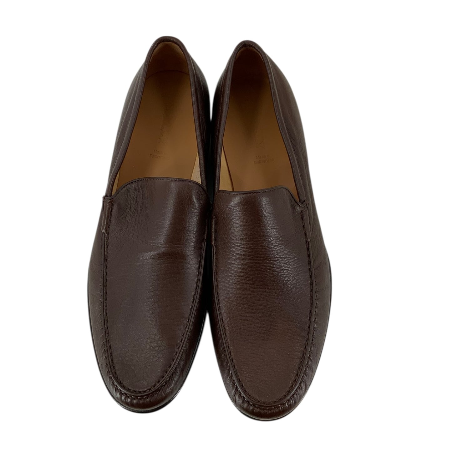 Bally Canisio Brown Grained Leather Loafers