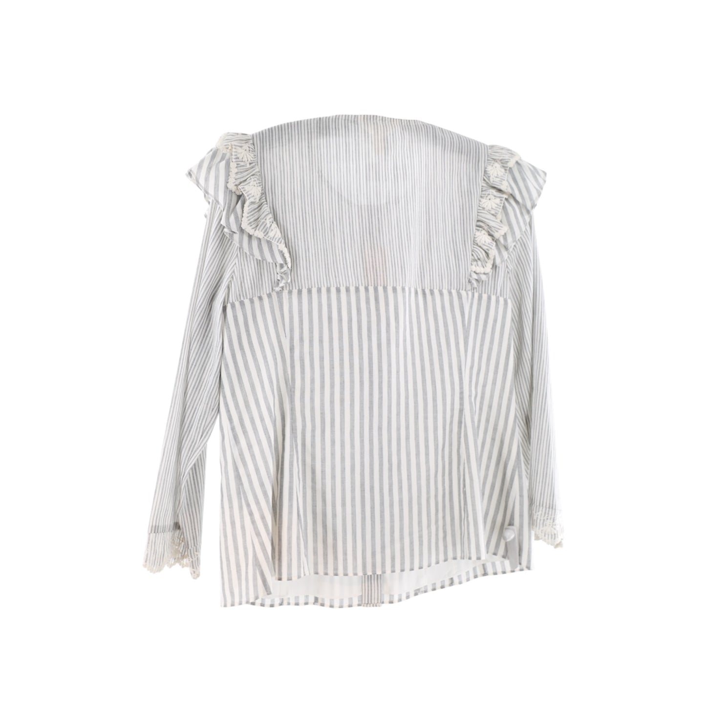 Rebecca Taylor Striped Lace Bib Trim Top