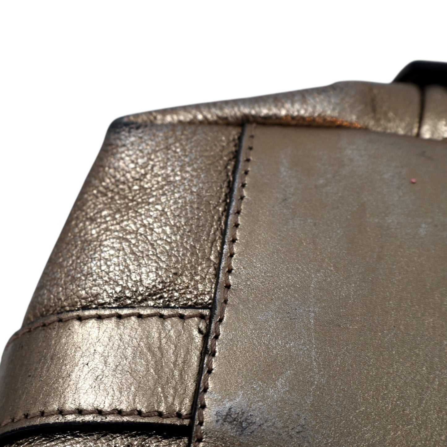 Burberry Metallic Gold Leather Curzon Shoulder Bag