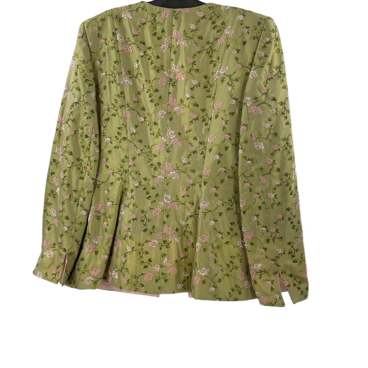 Oscar De La Renta Silk Blend Green and Pink Blazer