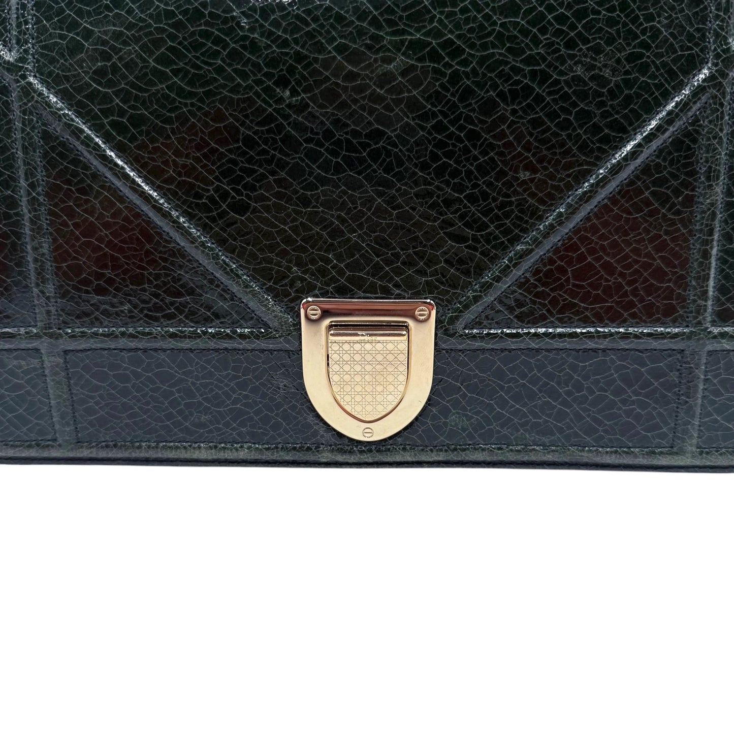 Christian Dior Diorama Green Crackle Flap Bag