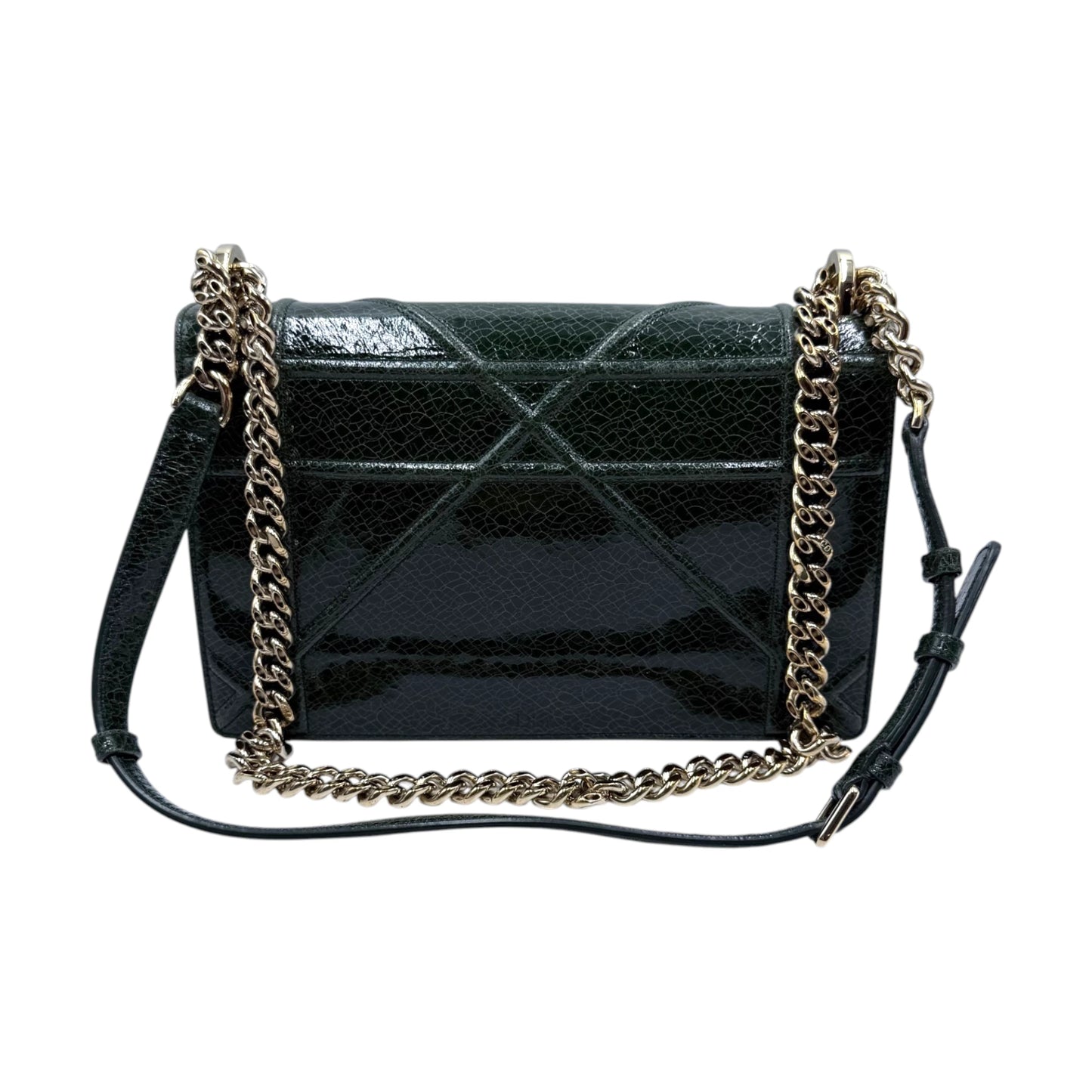 Christian Dior Diorama Green Crackle Flap Bag