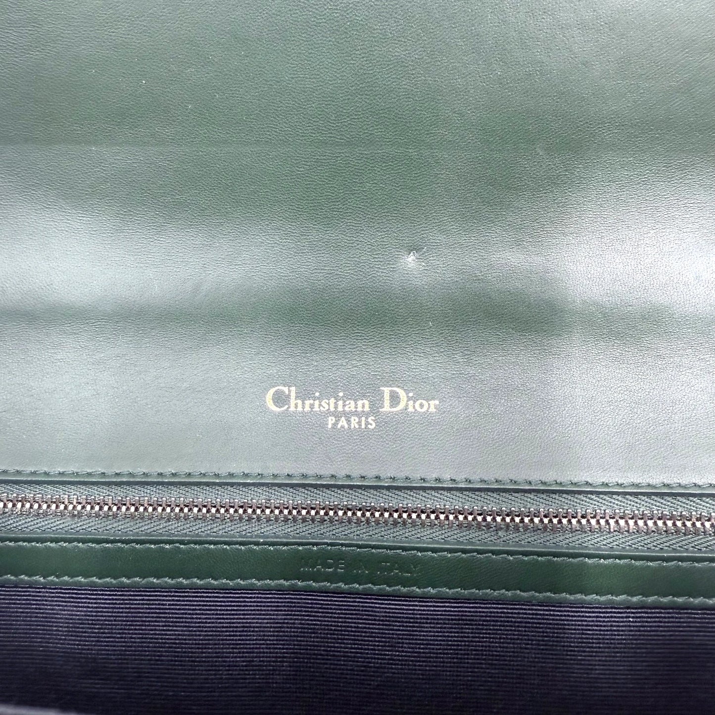 Christian Dior Diorama Green Crackle Flap Bag