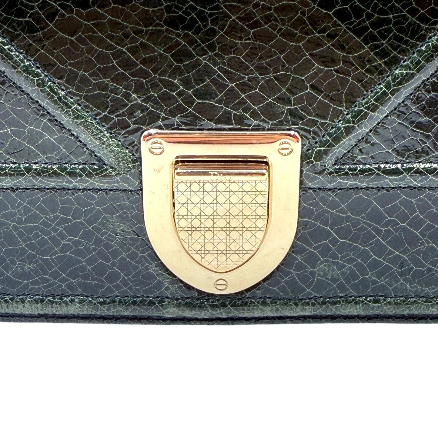 Christian Dior Diorama Green Crackle Flap Bag