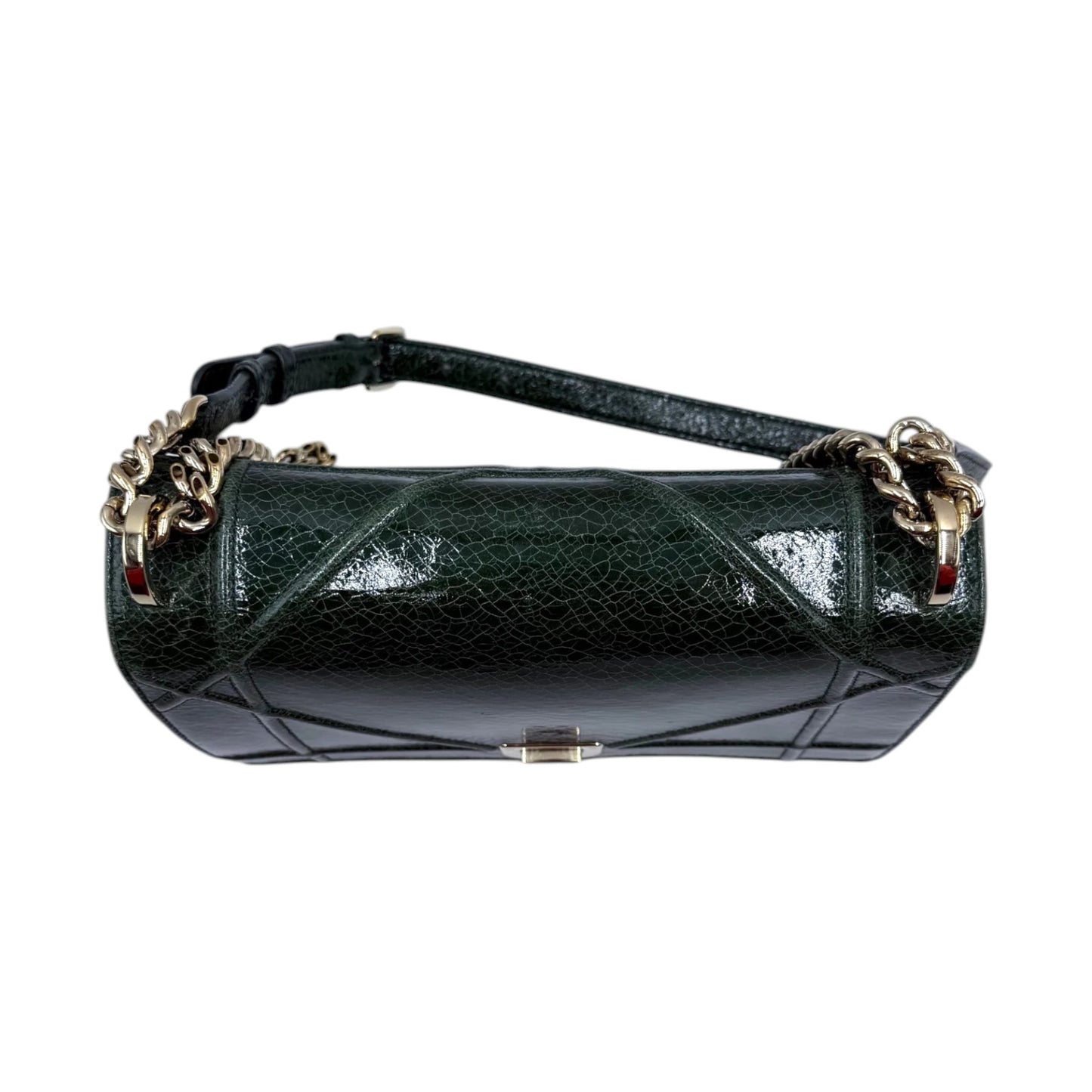 Christian Dior Diorama Green Crackle Flap Bag