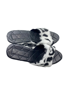 Jennifer Le Black and White Leopard Print Wedge Heels